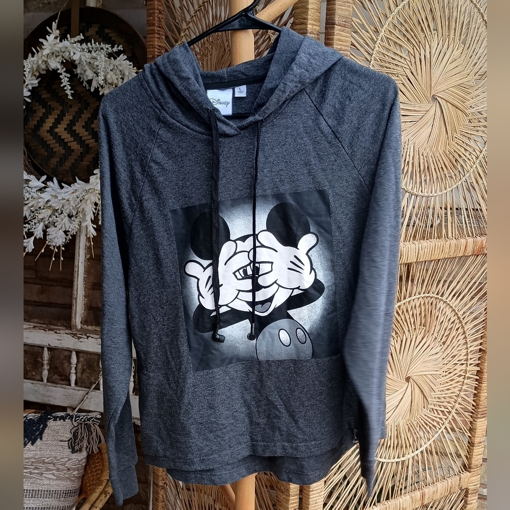 Disney Charcoal Hoodie with Mickey Graphic With Built In Headphones_Large